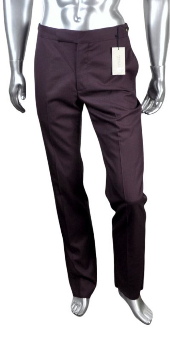 $450 NWT Emporio Armani Dark Blue 100% Virgin Flat Front Wool Dress Pants 42(58)